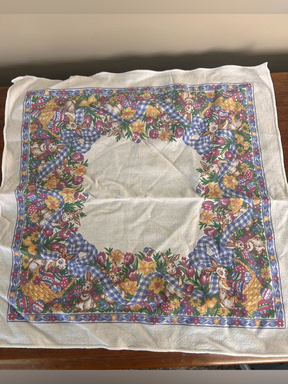 VTG 90’s Easter Napkins Set of 8 Cotton Picnic Country Spring Bunny Eggs Floral
